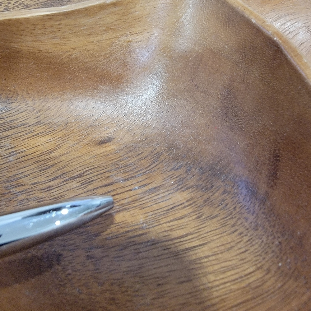 Vintage Wooden Swivel Serving Dish Divided Plate Carved Lazy Susan Mid-Century - Picture 12 of 15